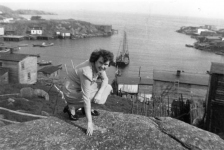 032: Cede McCarthy above Red Island harbour, looking East. (1944)  - daughter of James McCarthy &amp;amp; Julia Reddy.
